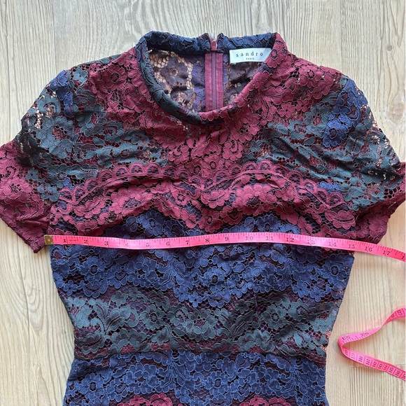 Sandro Rodney lace colorblock mini dress size 1 small worn on CW network - Picture 4 of 11